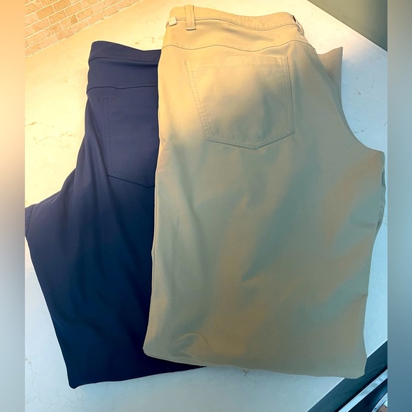 Lululemon Commission Classic fit warpstreme pants in khaki and navy blue. 34x32 - Picture 1 of 5